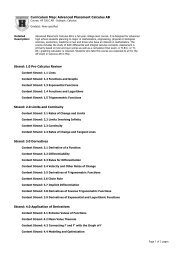 Curriculum Map: Advanced Placement Calculus AB