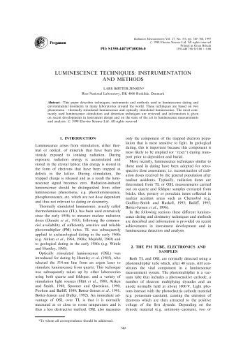 optically stimulated luminescence dating of fluvial deposits optically stimulated luminescence dating of fluvial deposits