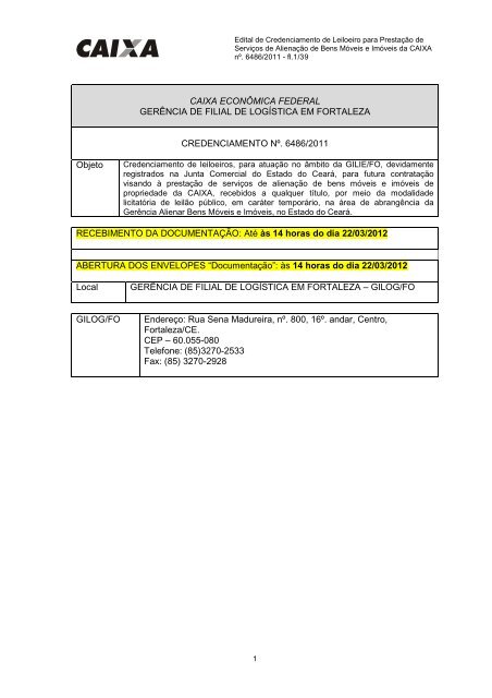 edital cr 6486_2011-leiloeiros gilie_fo - Caixa EconÃ´mica Federal