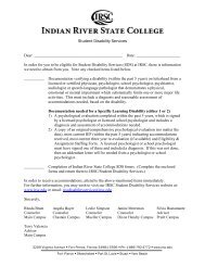 Student Disability Services - Indian River State College