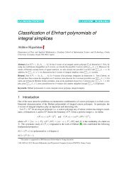 Classification of Ehrhart polynomials of integral simplices - Nagoya ...