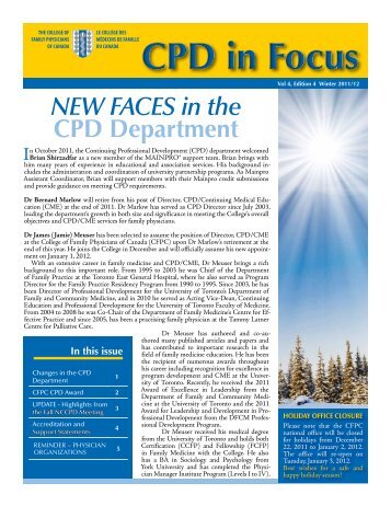 CPD in Focus - The College of Family Physicians Canada