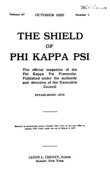 THE SHIELD PHI KAPPA PSI - Phikappapsi Archeios