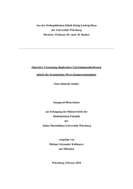 Aus Der Orthopadischen Klinik Konig Ludwig Haus Der Universitat