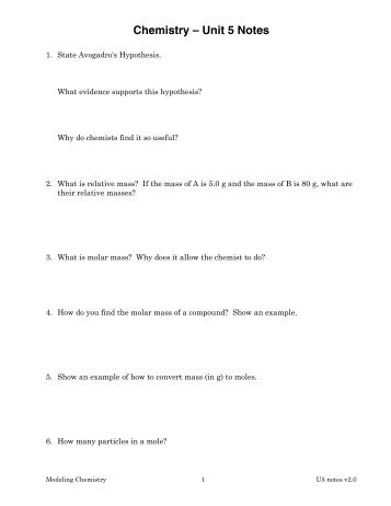 Chemistry – Unit 5 Notes