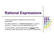 Handout on Rational Expressions