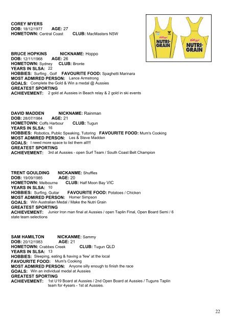 kellogg's nutri-grain coolangatta gold 2005 - media guide