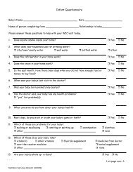 Infant Questionnaire - North Carolina Nutrition Services Branch