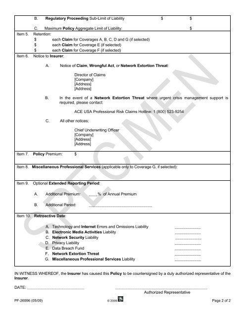 Technology Form - ACE Group