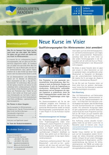 Newsletter 04/2010 - Graduiertenakademie - Leibniz UniversitÃ¤t ...