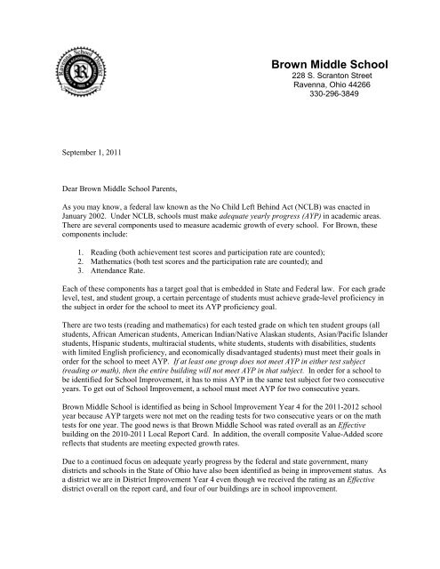 BMS SI Year 4 Letter FINAL September 2011 - the Ravenna School ...