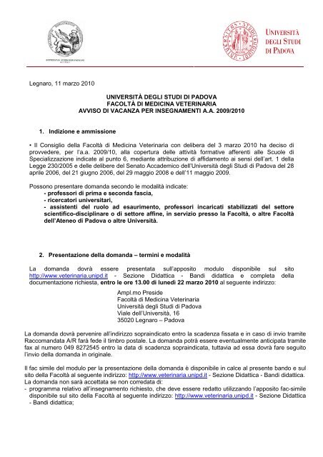 bando attivitÃ¡ didattica scuole di specializzazione - Medicina ...