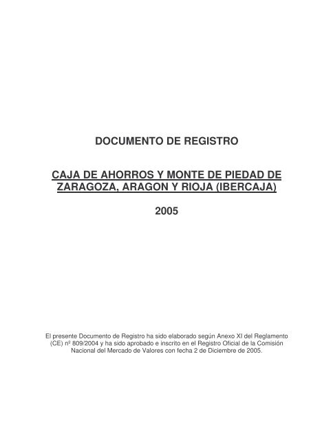 DOCUMENTO DE REGISTRO - Ibercaja