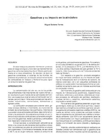 Gasolinas y su impacto en la atmÃ³sfera - Publicaciones ...