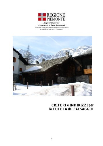 CRITERI e INDIRIZZI per la TUTELA del PAESAGGIO - Regione ...