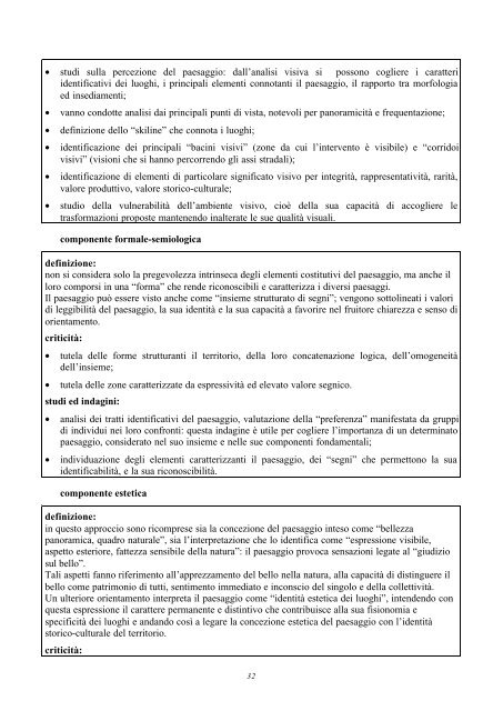 CRITERI e INDIRIZZI per la TUTELA del PAESAGGIO - Regione ...