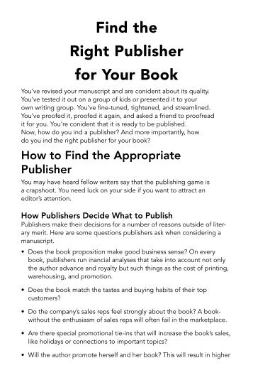 Find the Right Publisher for Your Book - Writer's Digest