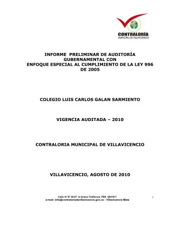 informe final LUIS CARLOS GALAN - ContralorÃ­a Municipal de ...