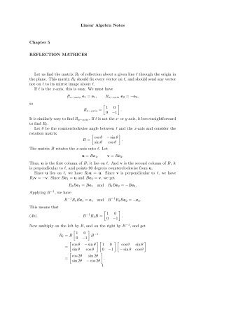 Linear Algebra Notes Chapter 5 REFLECTION MATRICES Let us ...