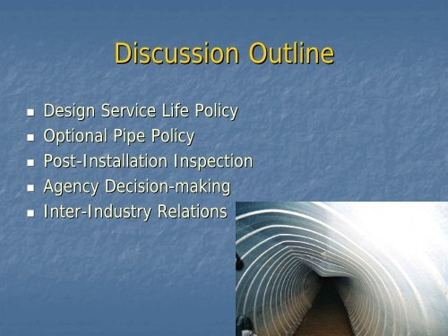 FDOT Pipe Materials Selection - AASHTO - Subcommittee on ...