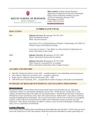 CURRICULUM VITAE - Kelley School of Business - Indiana University