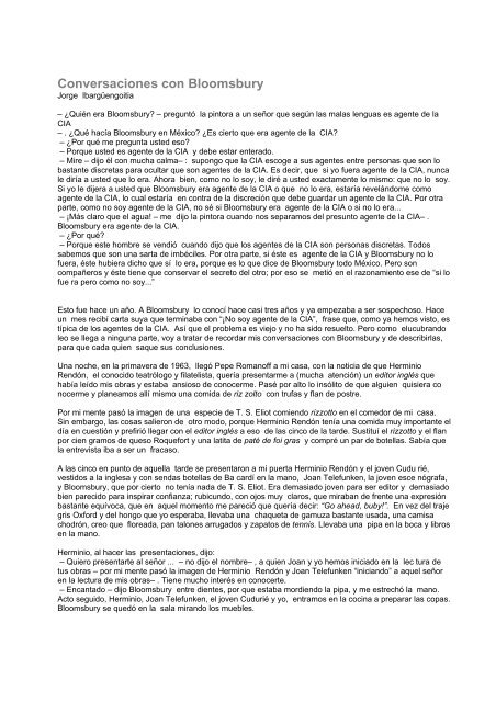 Conversaciones con Bloomsbury - ENcontrARTE