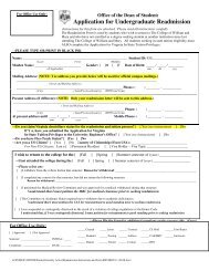 Readmission Form - College of William and Mary