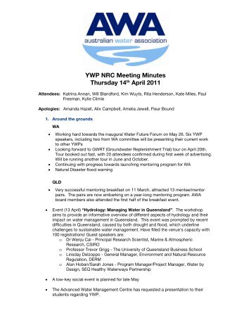 YWP NRC Meeting Minutes Thursday 14th April 2011 - Australian ...