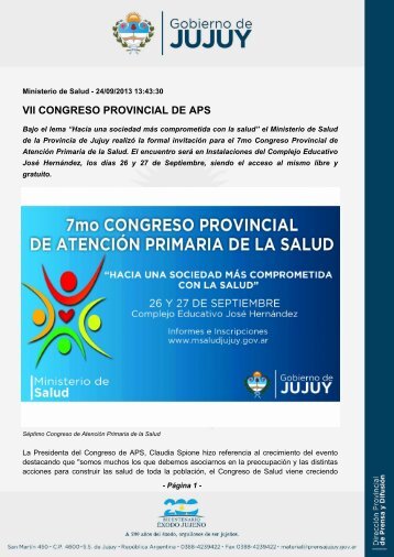 VII CONGRESO PROVINCIAL DE APS - Gobierno de la Provincia ...