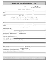 Burial Site Report Form - Wisconsin Historical Society