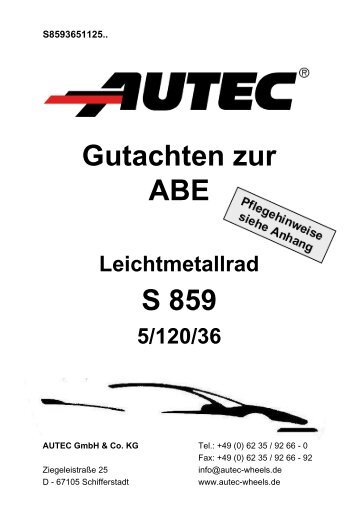 Gutachten zur ABE S 859 - AUTEC GmbH & Co. KG