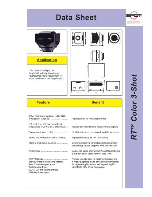 SPOT RT 3-Shot Color with KAI 2000 Sensor Technical Specifications