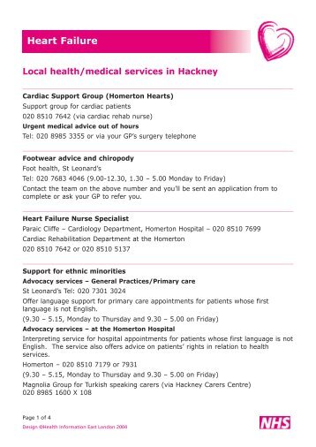 Local health/medical services in Hackney - Homerton University ...