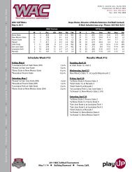 Schedule: Week #13 Results: Week #12 - Western Athletic Conference