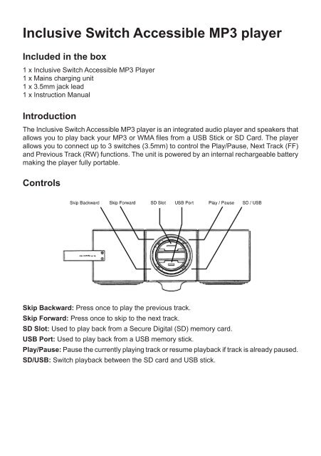 Inclusive Switch Accessible MP3 player