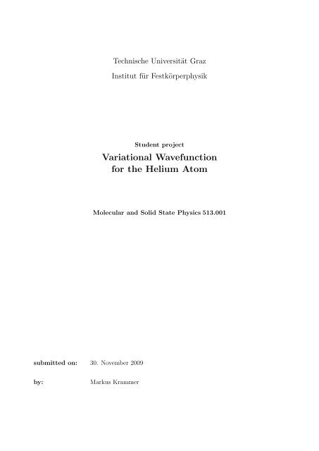 Variational Wavefunction for the Helium Atom