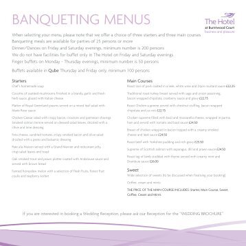 Banqueting Menus - Burntwood Court Hotel and Spa