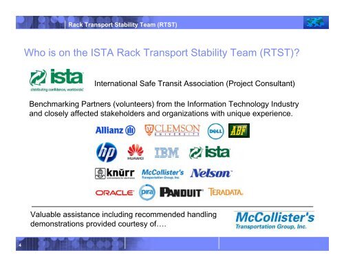 Rack Transport Stability Team (RTST) - International Safe Transit ...