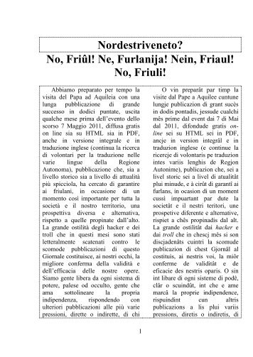 download - FURLAN, NESTRE LENGHE VIVE committee for Friulian ...