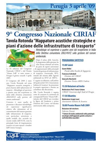 Mappature acustiche strategiche e piani d'azione delle ... - CIRIAF