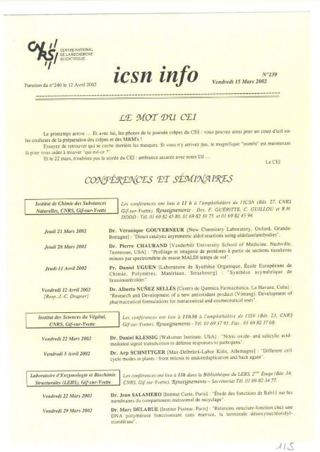 rcsn info - Historique de l'ICSN - CNRS