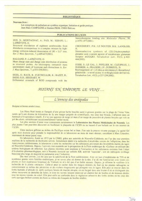 rcsn info - Historique de l'ICSN - CNRS