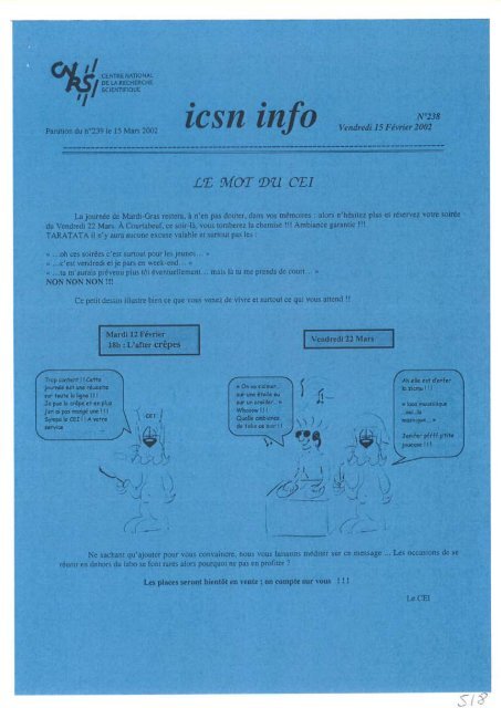 rcsn info - Historique de l'ICSN - CNRS