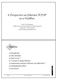 A Perspective on Ethernet TCP/IP as a Fieldbus Outline - CERN