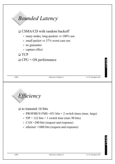 A Perspective on Ethernet TCP/IP as a Fieldbus Outline - CERN