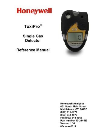 ToxiPro NG Reference Manual - Honeywell Safety
