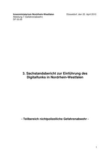 3. Sachstandsbericht - Institut der Feuerwehr Nordrhein-Westfalen