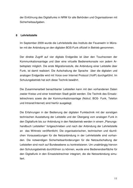 3. Sachstandsbericht - Institut der Feuerwehr Nordrhein-Westfalen