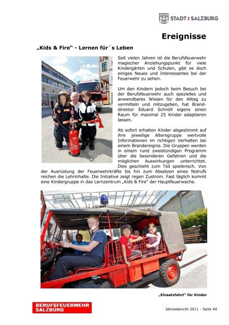 Jahresbericht 2011 - eBook - Berufsfeuerwehr Salzburg