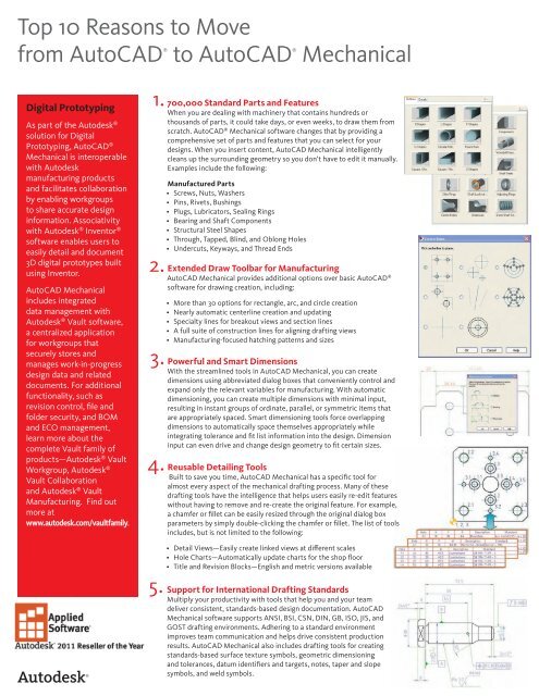 Top Ten Reasons to Buy AutoCAD Mechanical ... - Applied Software